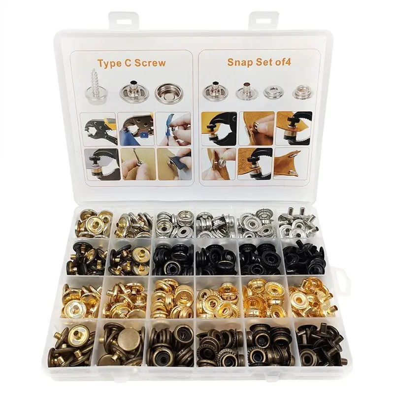 AC23-For Fabric, Boat Cover Canvas Tarp Leather Clothing Heavy Duty Snap Fastener Tool Kit With Snap Button Setter