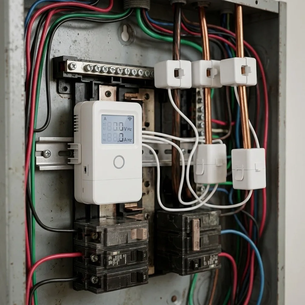 For Tuya-Enabled WiFi Energy Monitor for EleFor CTrical Panel Use 3x 80A For CT Clamps Real-Time Voltage Current Tracking