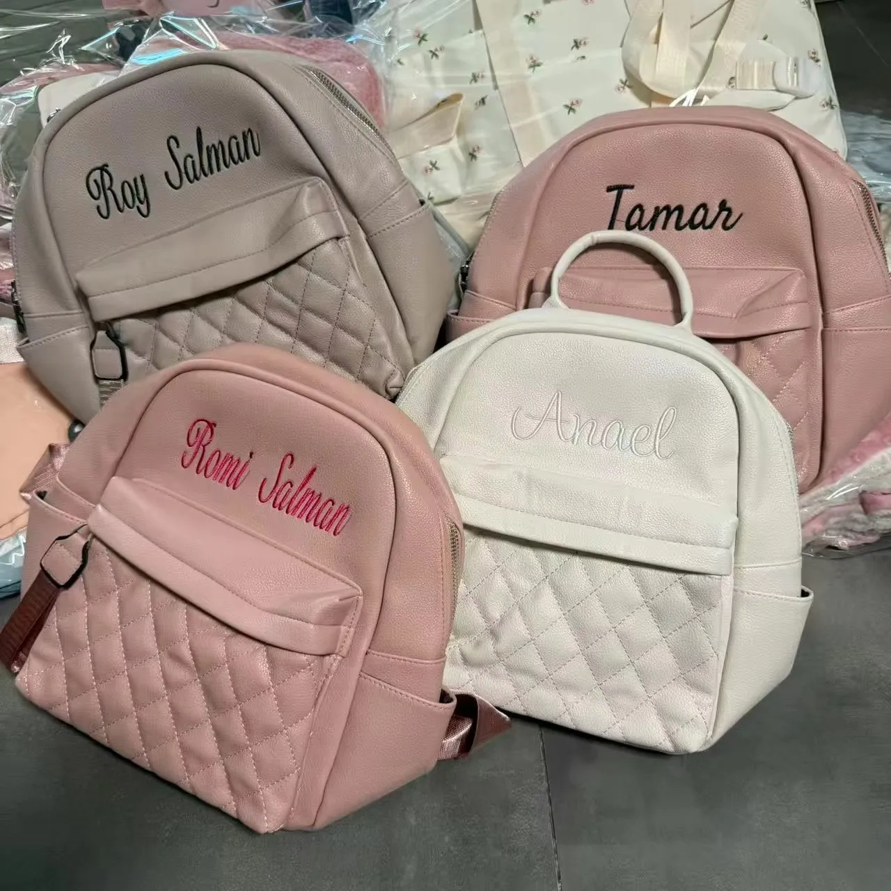 Custom High-Quality PU Women's Backpacks Personalized Multifunctional Embroidered Holiday Gift Outdoor Travel Bags