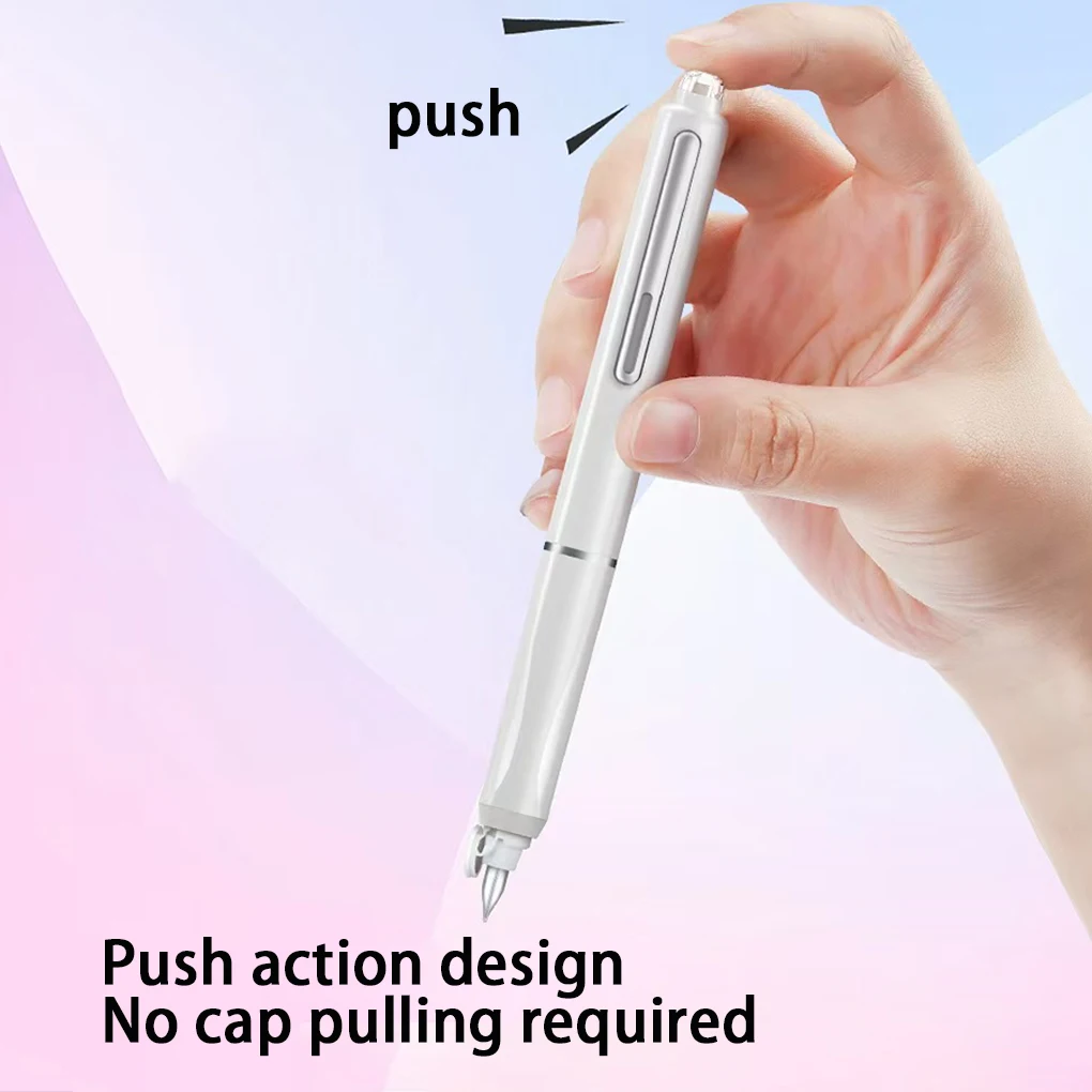 

Fountain Leakage Retractable Fountain Pen With 5Pcs Refill 0.38mm Ink For Fountain No Leakage Writing Practice Tool White