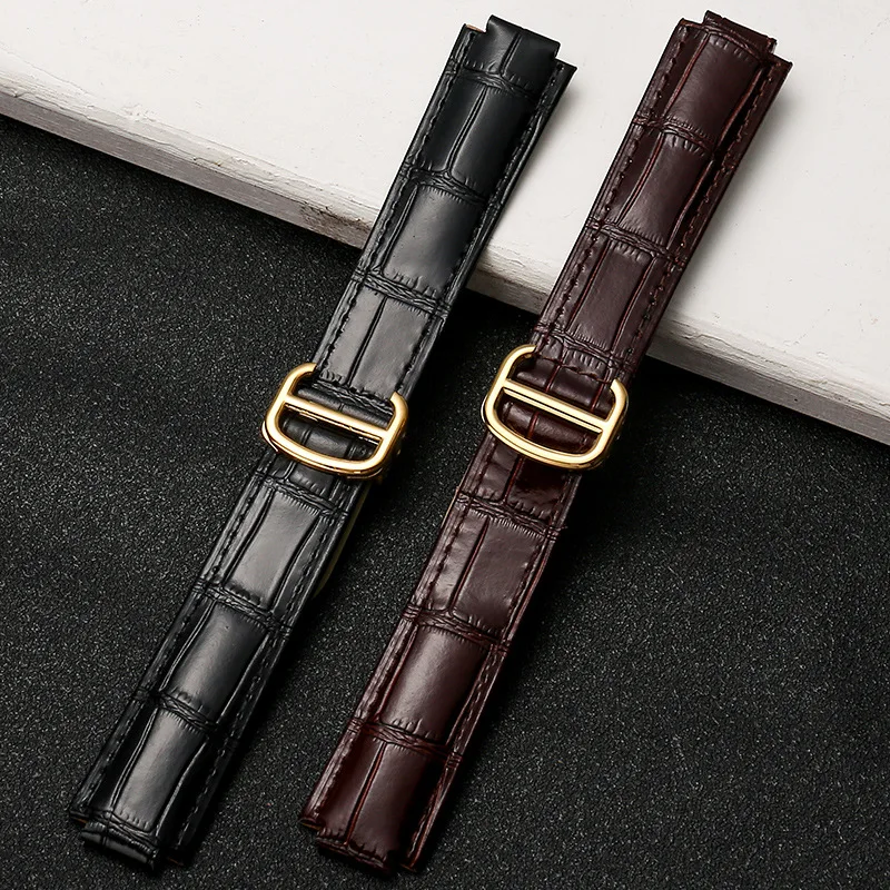 Watch Strap for Cartier Blue Balloon Series 8x14 8x16 11x18 12x20 14x22mm Leather Strap Convex Mouth Folding Clasp Wrist Band