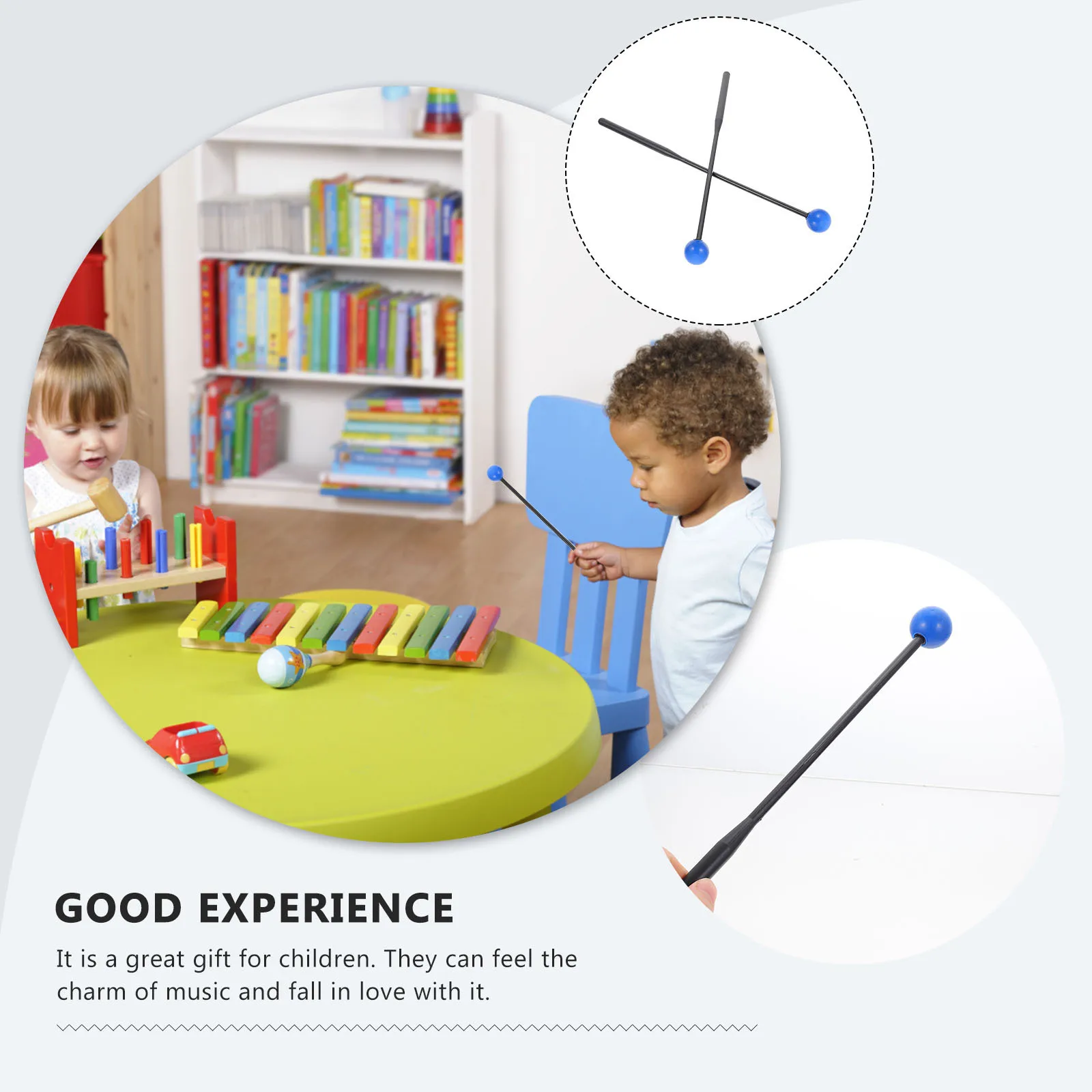 

2pcs Children Drumsticks Premium Marimba Mallets For Tongue Drum Xylophone Percussion Instruments Plastic Hammer Musical