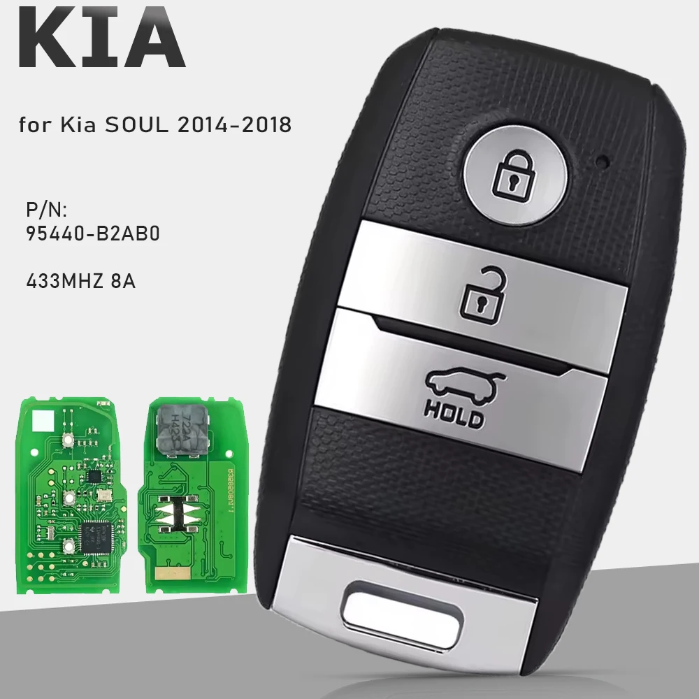 

KEYECU 95440-B2AB0 Сменный смарт-брелок дистанционного управления 433 МГц 8A чип 3 кнопки брелок для KIA SOUL 2014-2018