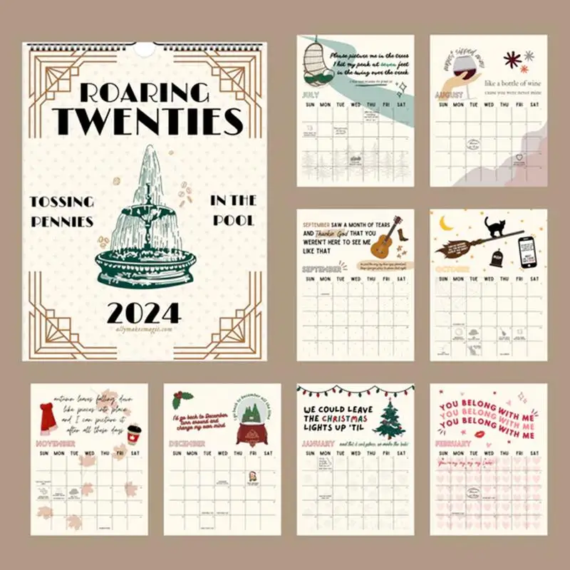 Calendario da parete 2024 12 mesi Planner 2024 calendario mensile Wall Art 2024 pianificatore mensile squisito calendario pratico da parete