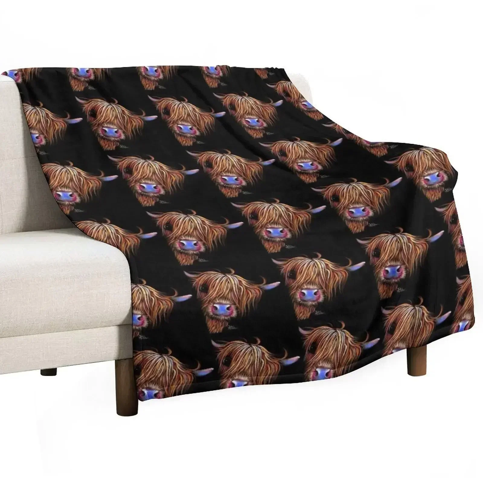 HiGHLaND CoW PRiNT SCoTTiSH ' SuGaR LuMP 2 ' BY SHiRLeY MacARTHuR Throw Blanket Soft Plush Plaid For Sofa Thin Blankets