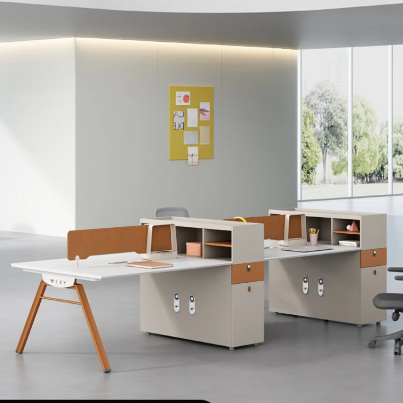 Desks and chairs combined with simple modern office furniture for staff seats