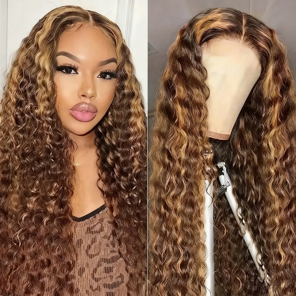 

40 Inch Highlight Curly Human Hair Wig Deep Wave 13x6 Hd Lace Front 100% Human Hair Water Wave Lace Frontal Wigs Pre Plucked Wig