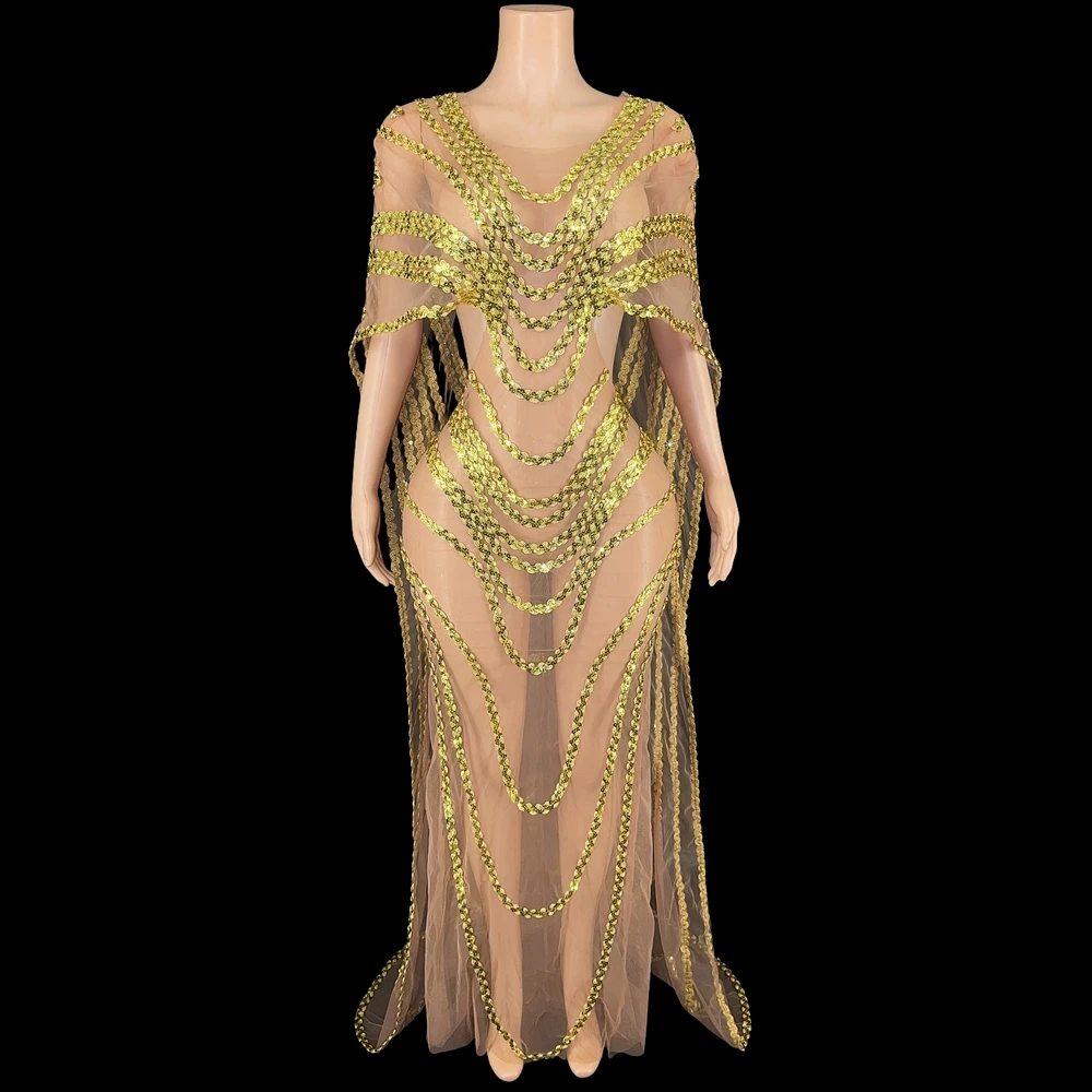 

Elegant Celebrate Wedding Evening Prom Birthday Long Trains Dress photo shoot Wear Sexy See Through Show Performance Costume