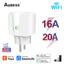 1-10pcs Aubess 16/20A Tuya Smart WIFI Plug SmartLife Wireless Remote Control EU Socket Smart Home Automation For Alexa Google