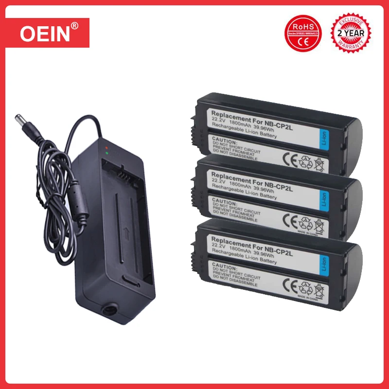 4Pc 2000mAh NB CP2L NB-CP2L Battery + Charger Adapter for Canon NB-CP1L CP2L SELPHY CP100 CP200 CP300 CP400 CP510 CP600 Printers