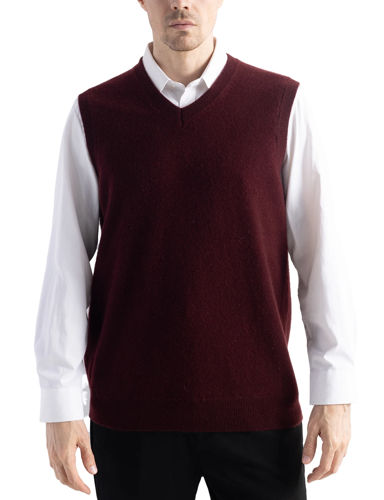 Men's Cashmere Knit Vest 100% Merino Wool Sweater for Mens Knit Vest Knitted Fall Winter Soft Sleeveless Top Warm Pullover Basic