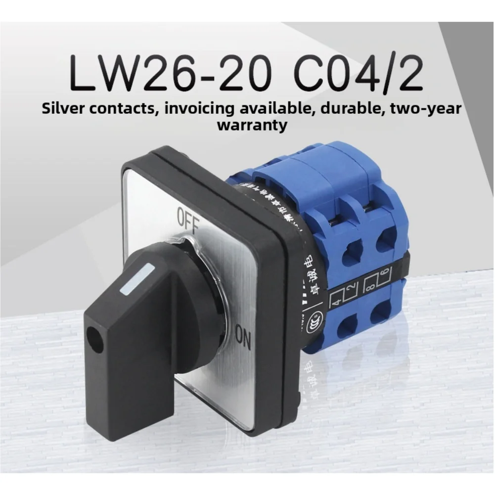 Rotary Cam Selector Changeover Switch 2 Positions 4 Terminals For LW26-20 Motor Control Plastics Black 48*48*30mm