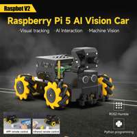 Yahboom 4WD Raspbot V2 AI Robot Car Kit Based on Raspberry Pi 5 for Beginners Educational Toy ROS2-Humble Python Programming Set