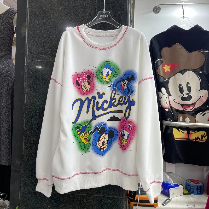 2025 New Autumn Cartoon Top Sweatshirt For Women's American Style Pullover Youthful Loose Top Hoodies Jacket 4 Colors Available