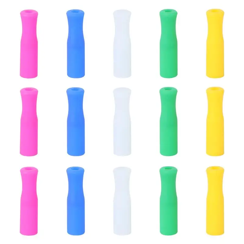 25pcs Silicone Straw Tips Covers Reusable Straw Cap Topper Dust-Proof Straw Lids Plugs Cover Random Color