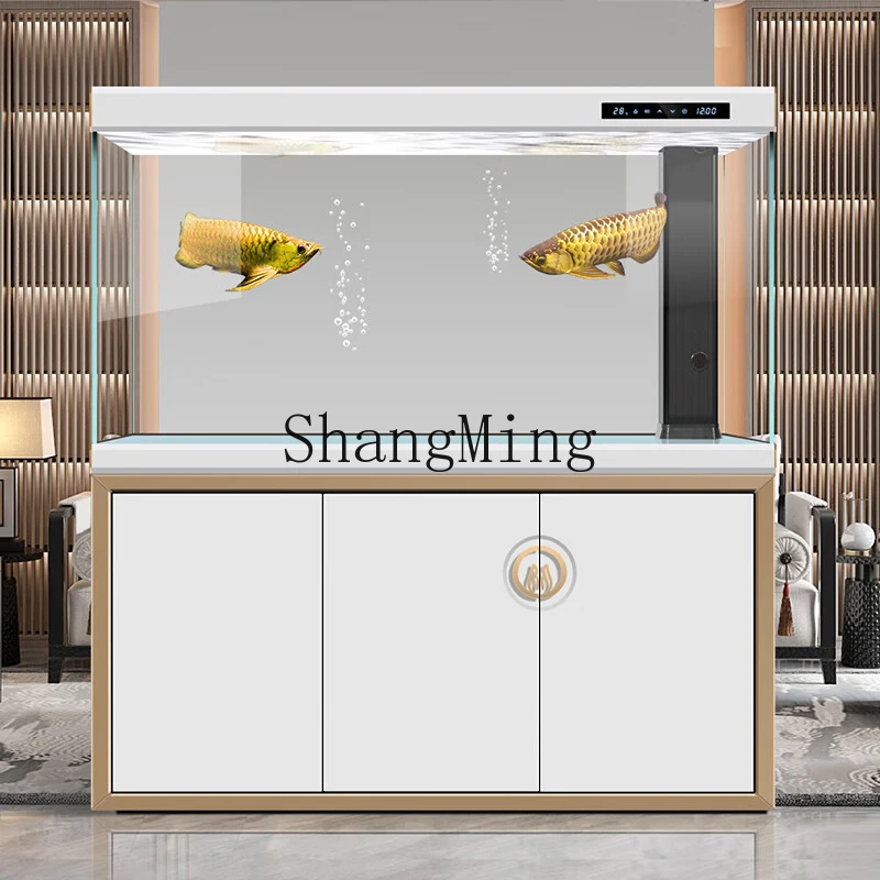 HJ living room large new light luxury smart aquarium ultra-white bottom filter porch screen household