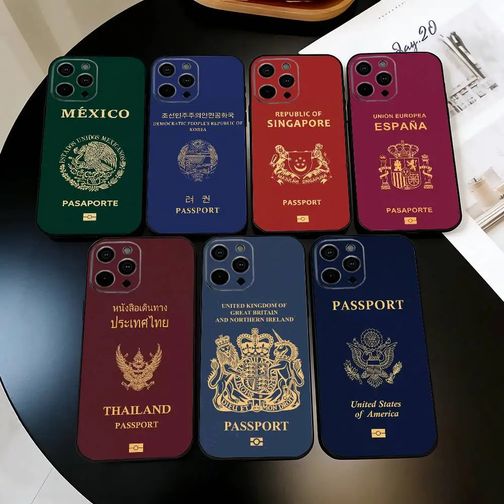 Passports O-of many countries   Phone Case For iPhone 17, 16,15,14,13,12,11 Plus,Pro Max, Others Soft Black Cover