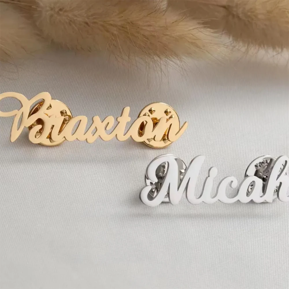 Personalized Customization Name, Stainless Steel Fashion Badge, Branded Brooch, Jewelry, Suit Lapel Pin, Holiday Gift