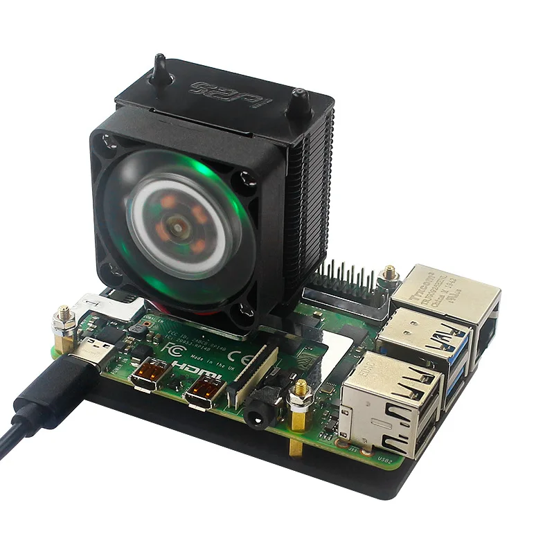 

For Raspberry Pi 4B CPU Cooler with 5mm U-Shaped Heat Pipe Tower RGB Fan Compatible 3B+ Includes Thermal Adhesive