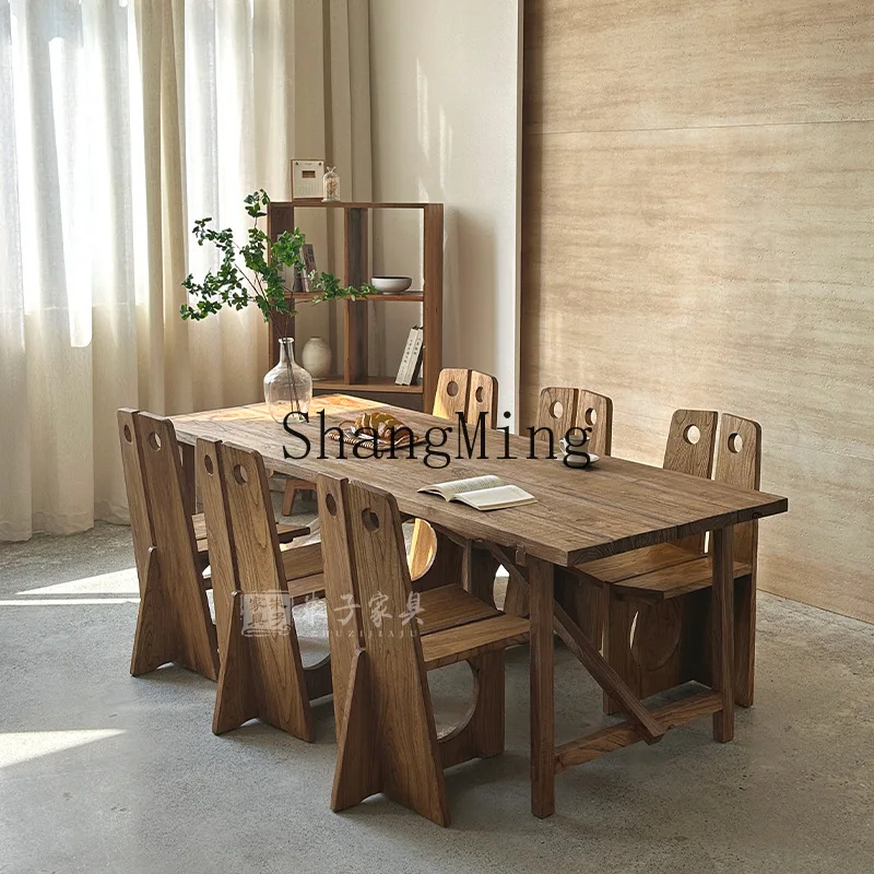 

CL custom wabi style modern solid wood dining table rectangular multi-person table home bed and breakfast furniture simple