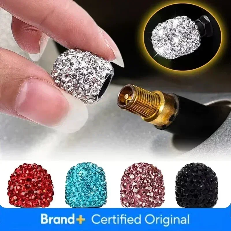 4/2pcs Diamond Crystal Motorcycle Car Tire Valve Caps Shining Dust-proof Wheel Valve Cover Vehicle Bling Valve Cap Styling Toos view 2