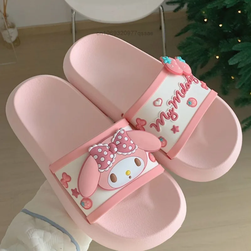 Sanrio Hello Kitty Cinnamoroll Melody Anti Slip Soft Sole Home Indoor Slippers for Women Summer Cute Cartoon Bathroom Shoes