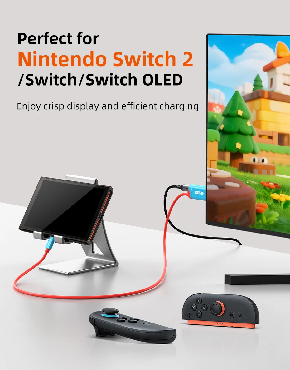 CABLETIME USB-C zu HDMI Kabel 4K144Hz PD 100W Typ-C zu HDMI Kabeladapter Perfekt für Switch 2/1 OLED PS4/5 Nintendo – Detail 18