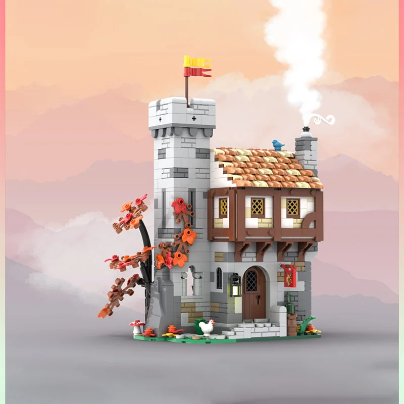 

MOC building blocks toy medieval castle guard inn model set for creative assembly. A great gift for any lover.