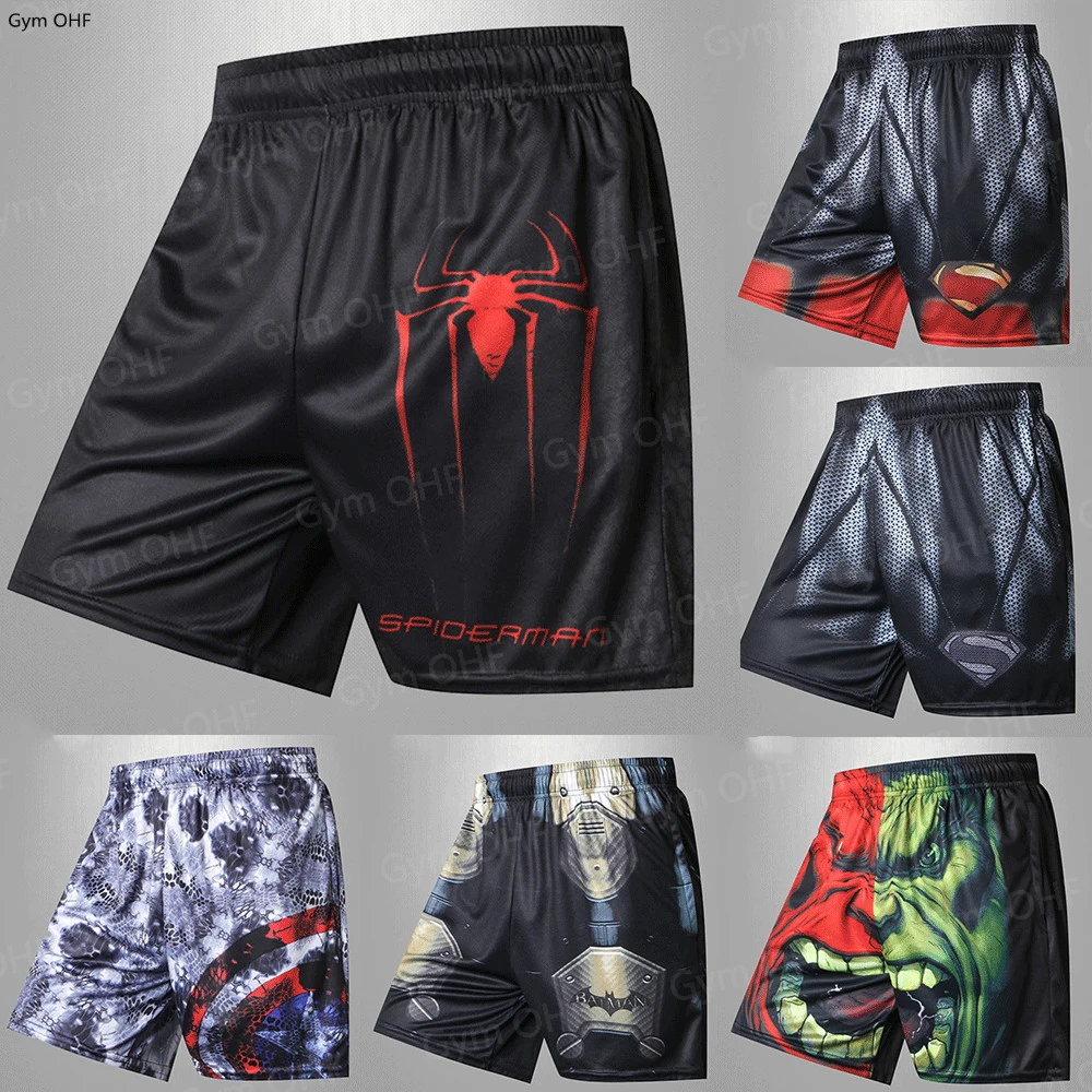 Breathable Quick Dry Men Shorts Casual Superhero Movie 3D Printed MMA Running Shorts Men\'s Zip Pocket Causal Summer Short Pants