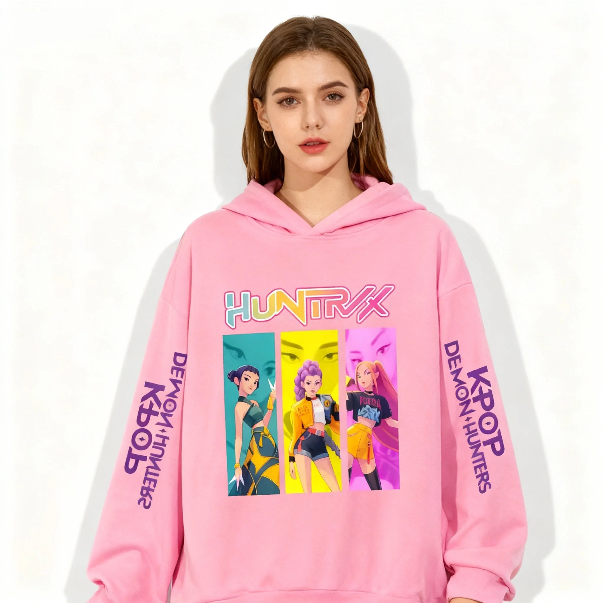 

Осень-зима 2026, толстовка на молнии, милая крутая охотничья команда ведьмы, корейская американская уличная негабаритная куртка для женщин и девочек