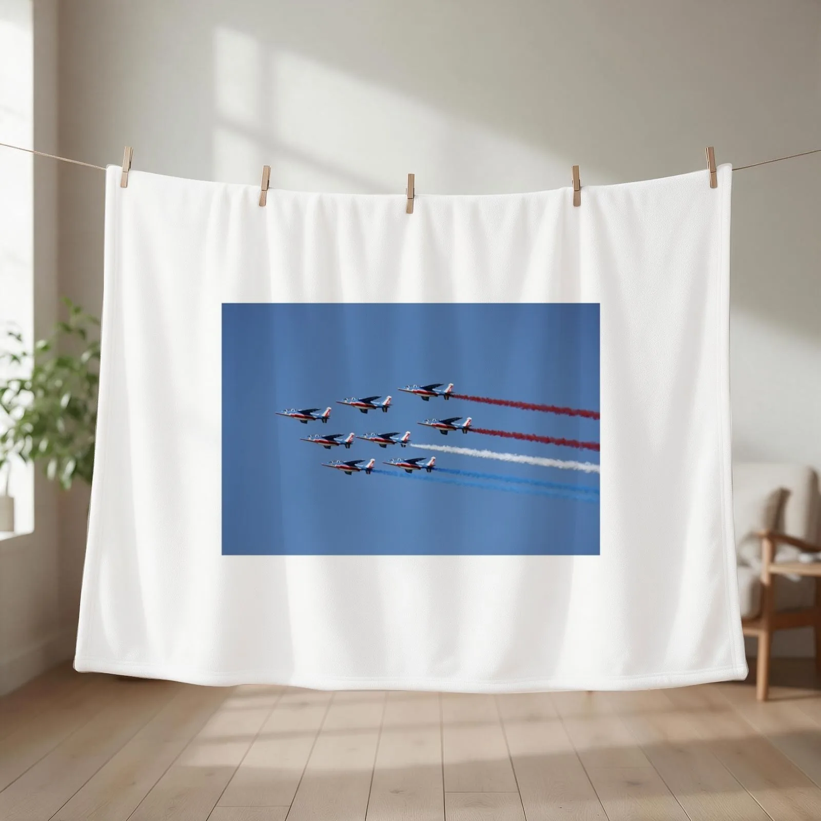 Patrouille de France over Yorktown, Virginia Throw Blanket couch cozy soft plush fuzzy picnic outdoor blanket