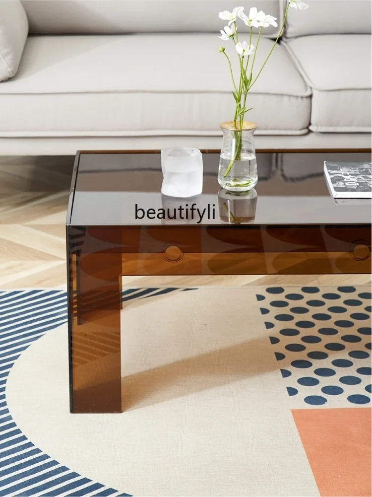 07Nordic Style Simple Coffee Table Modern Minimalist Living Room Home Rectangular Small Table Acrylic Light Luxury Tea Table
