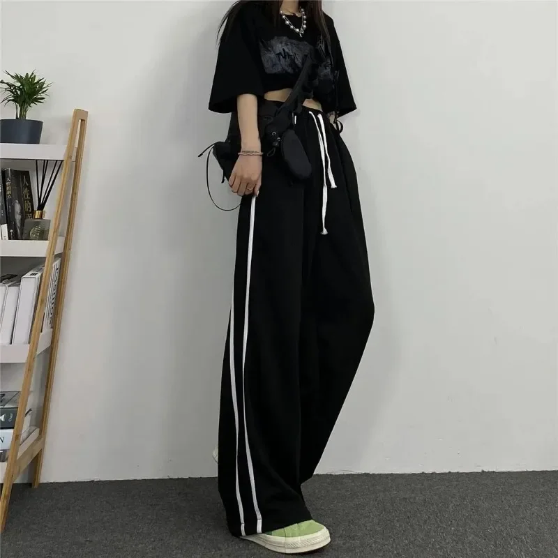 Casual Pants Women High Waist Side-stripe Design All-match Streetwear Ulzzang Chic Popular Basic Daily Cozy Spring Trousers Ins