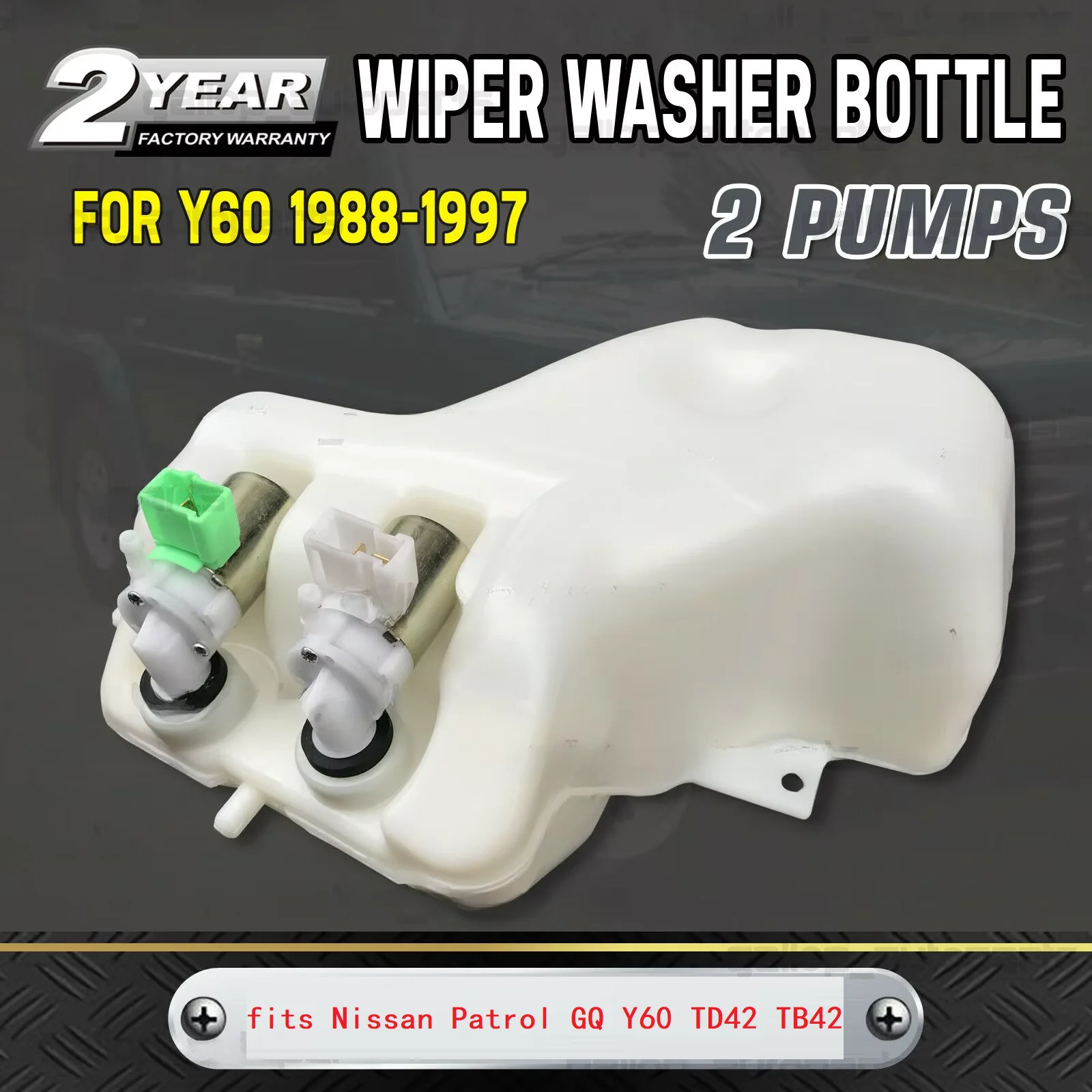 

Replacement Wiper Washer Reservoir Kit w/ Dual Pump System - Compatible with Nissan Patrol GQ Y60 (1987-1997) TD42 TB42 Engines