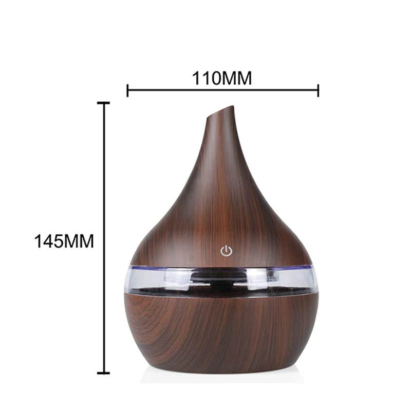 300ML Mini USB ความชื้นอากาศความชื้น Aroma Diffuser Mist ไม้น้ำมันหอมระเหย7สีสำหรับ Home สำนักงาน
