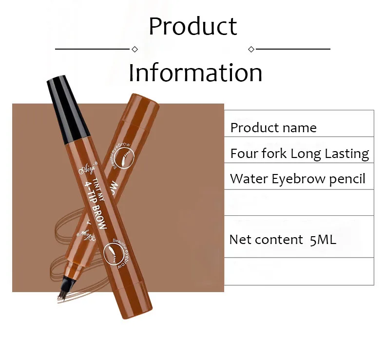 New Four-Head Forked Liquid Eyebrow Pencil Four-Claw Eyebrow Pencil Lasting Not Easy Remove Makeup Waterproof Sweat Resistant