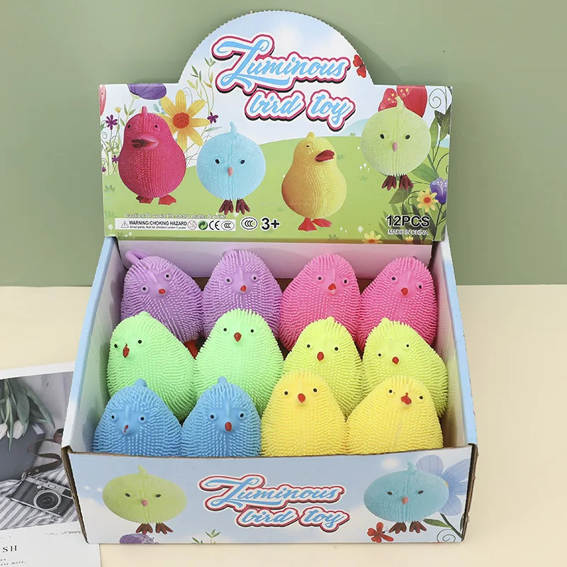 Simpatici pulcini incandescente soffice palla sensoriale spremere pizzico agitarsi bambini giocattolo antistress squishy animale anti-ansia giocattolo regali