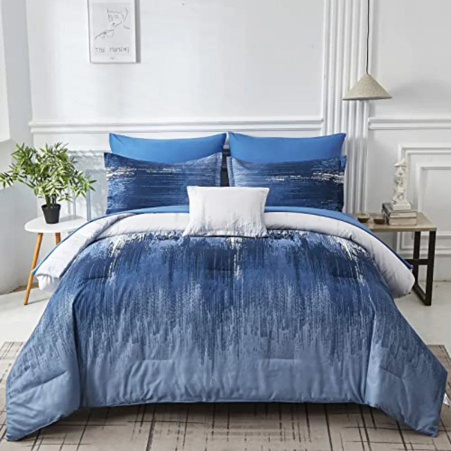 

Комплект постельного белья Ombre Comforter Set, двусторонний, с градиентом, серый, в стиле бохо, для мужчин и женщин, 8 предметов, комплект для кровати в сумке, богемный комплект постельного белья с кофейными акцентами.