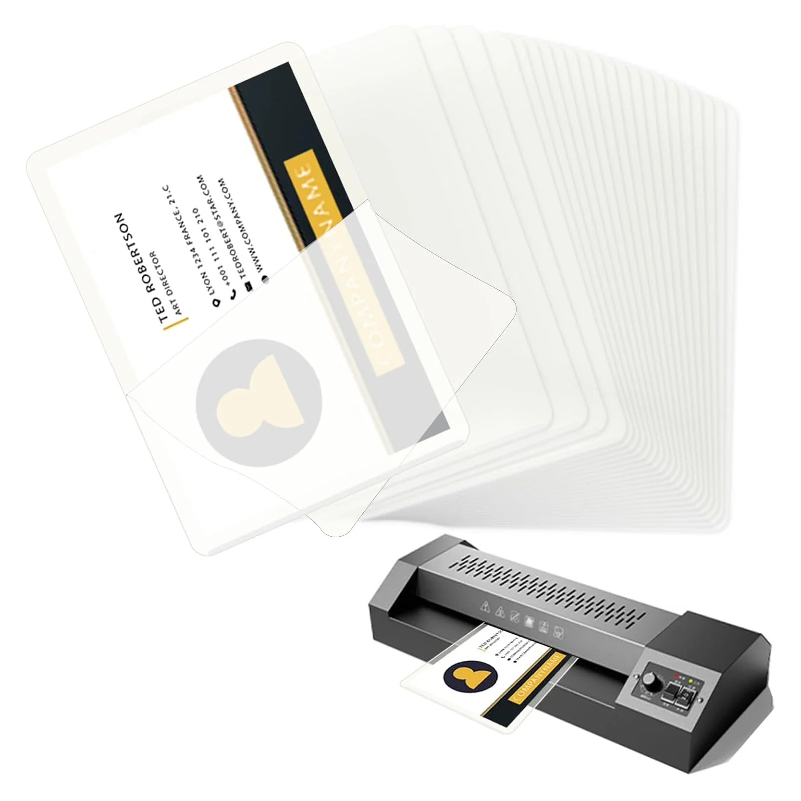 100 Pack 2.6x3.7 Inch Clear Thermal Laminating Sheets 60Mic Business Card Size Protective Film Waterproof Plastic for Office Use