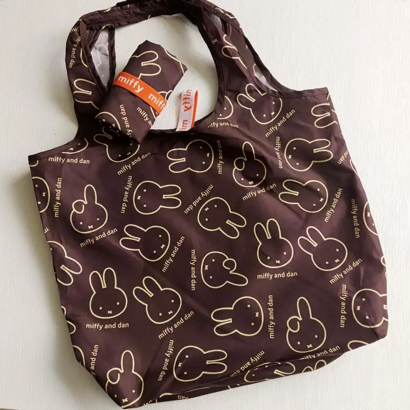 Lindo conejo Miffy, bolso de compras portátil plegable de alta capacidad, bolso de compras Kawaii, bolso de hombro, juguetes de regalo para niña