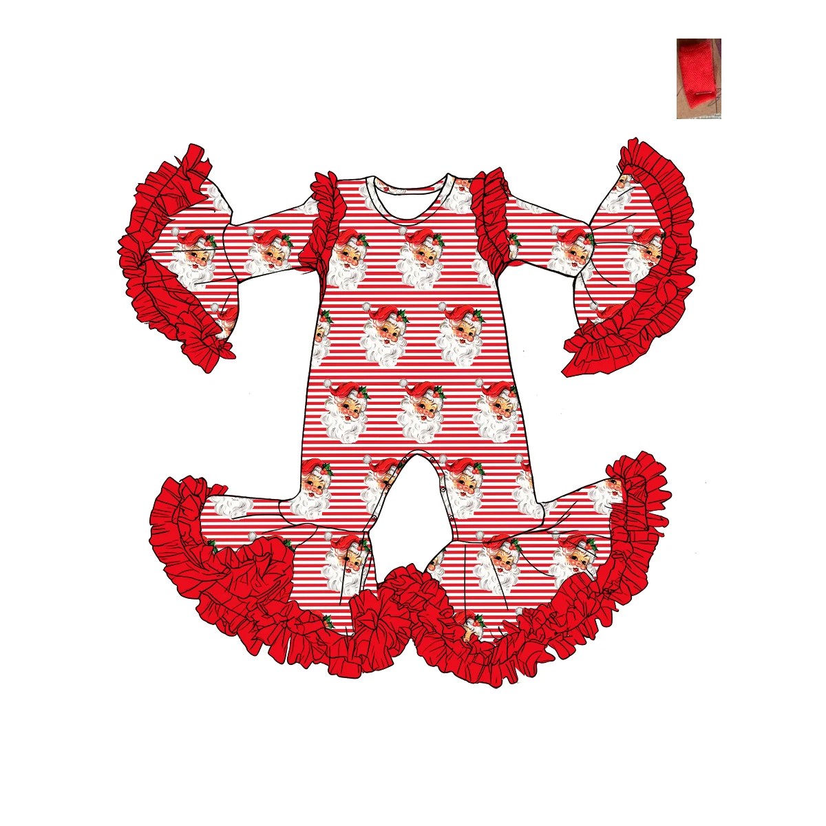 Boutique Christmas Toddler Girl Romper Vintage Santa Print Bell Sleeve Jumpsuit Festive Casual Clothes For Baby Girls