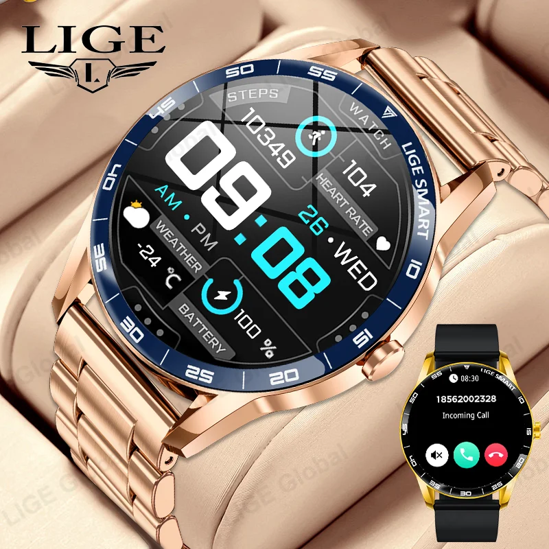 LIGE 2025 New Bluetooth Call Smartwatch Men For Android iOS Phone 1.38" HD Heart Rate Monitor IP68 Waterproof Sport Smart Watch