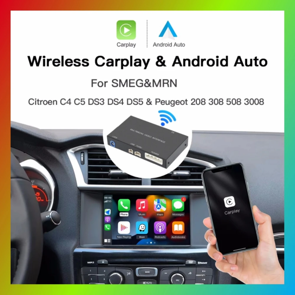 Wireless Carplay Adapter Android Auto Module For Peugeot Citroen SMEG MRN 208 308 508 3008 & C4 DS3 DS5 Support Reverse Camera