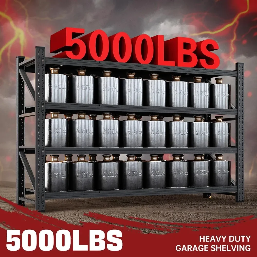 أرفف تخزين 5000 رطل، رفوف جراج بحجم 71 بوصة، أرفف جراج معدنية شديدة التحمل قابلة للتعديل، وحدات رفوف، رفوف صناعية #3