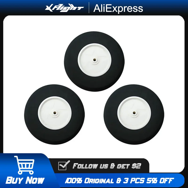 XFlight 2 pièces 60-75mm roues en mousse train d'atterrissage léger éponge pneus 5 rayons pour avion RC Drone modèle avion accessoires