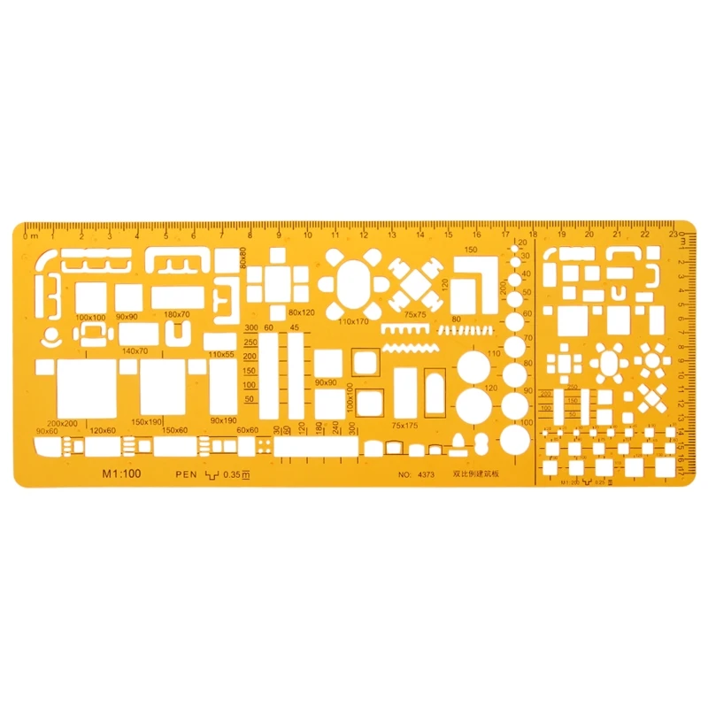 Professional Architectural Template Ruler Drawings Stencil Measuring Tool Supply