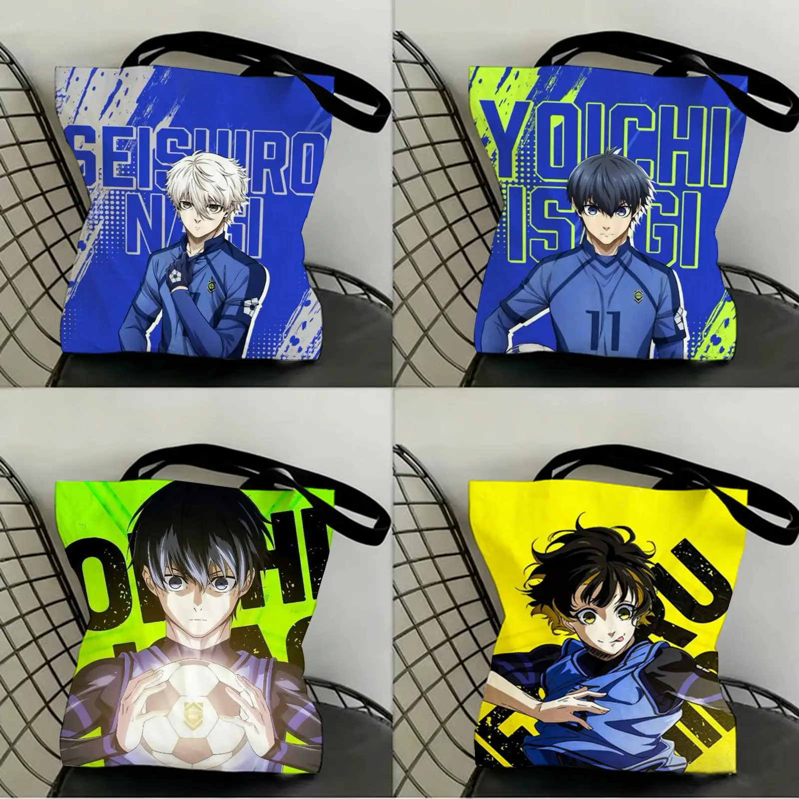 

Anime B-Blue Lock Storage Bags Canvas Double-Sided Print Fashion Shoulder Tote Shopping Bag Gift Eco Handbags