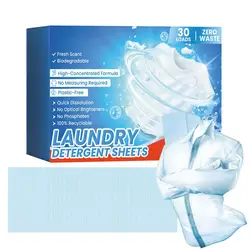 Laundry Detergent Sheets Eco Friendly Pods 30 Count Gentle Laundry Tablets Natural For Travel & Home Safe For Sensitive Skin