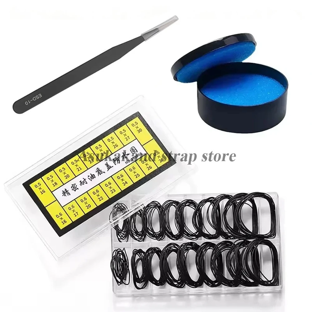 Dicke 0,5 mm 0,6 mm Uhrengehäuse O-Ring Dichtung Gummi Wasserdicht O-Ring Dichtung 1 Box Uhrenreparaturwerkzeuge für Uhrmacher