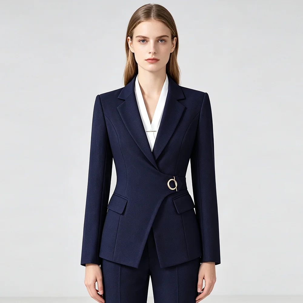 ZJYT Europe Style Blazers for Women Autumn New 2026 Elegant Chic Long Sleeves Casual Office Jackets Coats Plus Size Outerwears